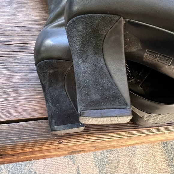 Aerosoles Comfort Button Black Leather Square Toe High Heel Side Zip Boots 8.5 - Picture 11 of 13